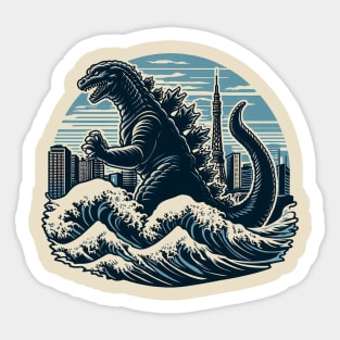 Godzilla Waves Sticker